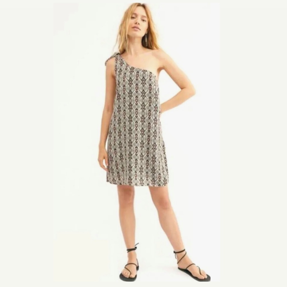 NEW Free People Gaia Dress One Shoulder Asymmetric Mini Dress Size 10